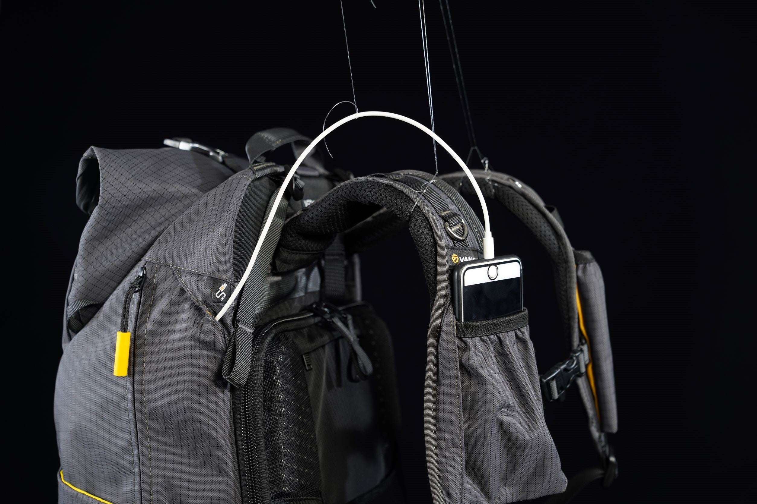 VEO Active 46 Gray Camera Backpack with USB Charging Port - Waterproof DSLR Camera Bag for Travel & Outdoor Photography