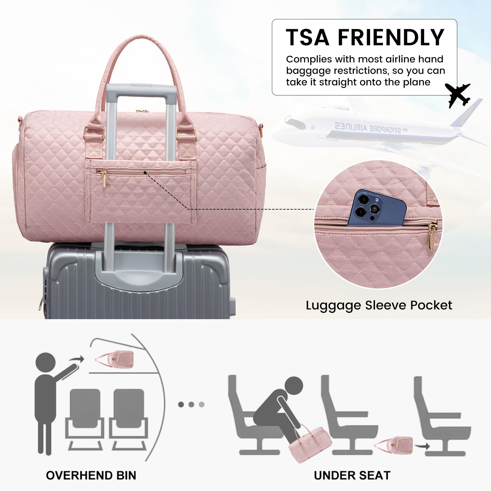 LOVEVOOK Travel Duffle Bag for Women - Waterproof Carry On Overnight Bag with Shoe Compartment & Wet Pocket - Gym, Hospital, Weekender & Maternity Bag with Toiletry Organizer - Perfect for Travel, Workout, Labor Delivery & Weekend Getaways