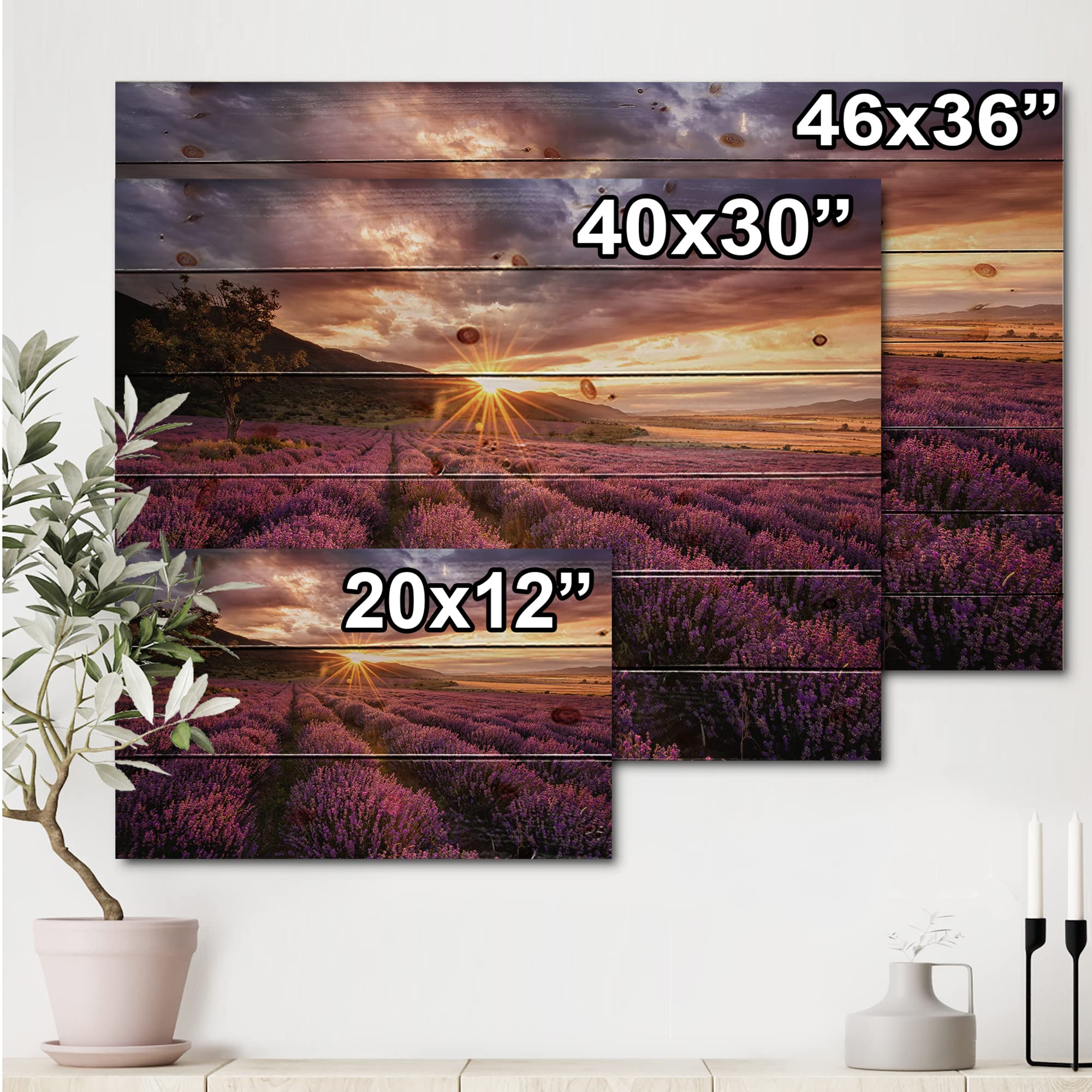 Lavender Field Wood Wall Art - Farmhouse Decor for Living Room & Bedroom