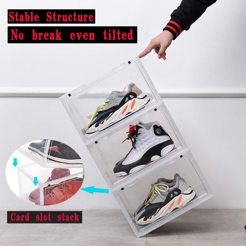 K.T.Z Clear Stackable Shoe Storage Box - 16 Pack Transparent Shoe Organizer for Sneakers & Shoes | Durable Display Case for Men & Women | Perfect for Closet, Bedroom & Shoe Collection Organization