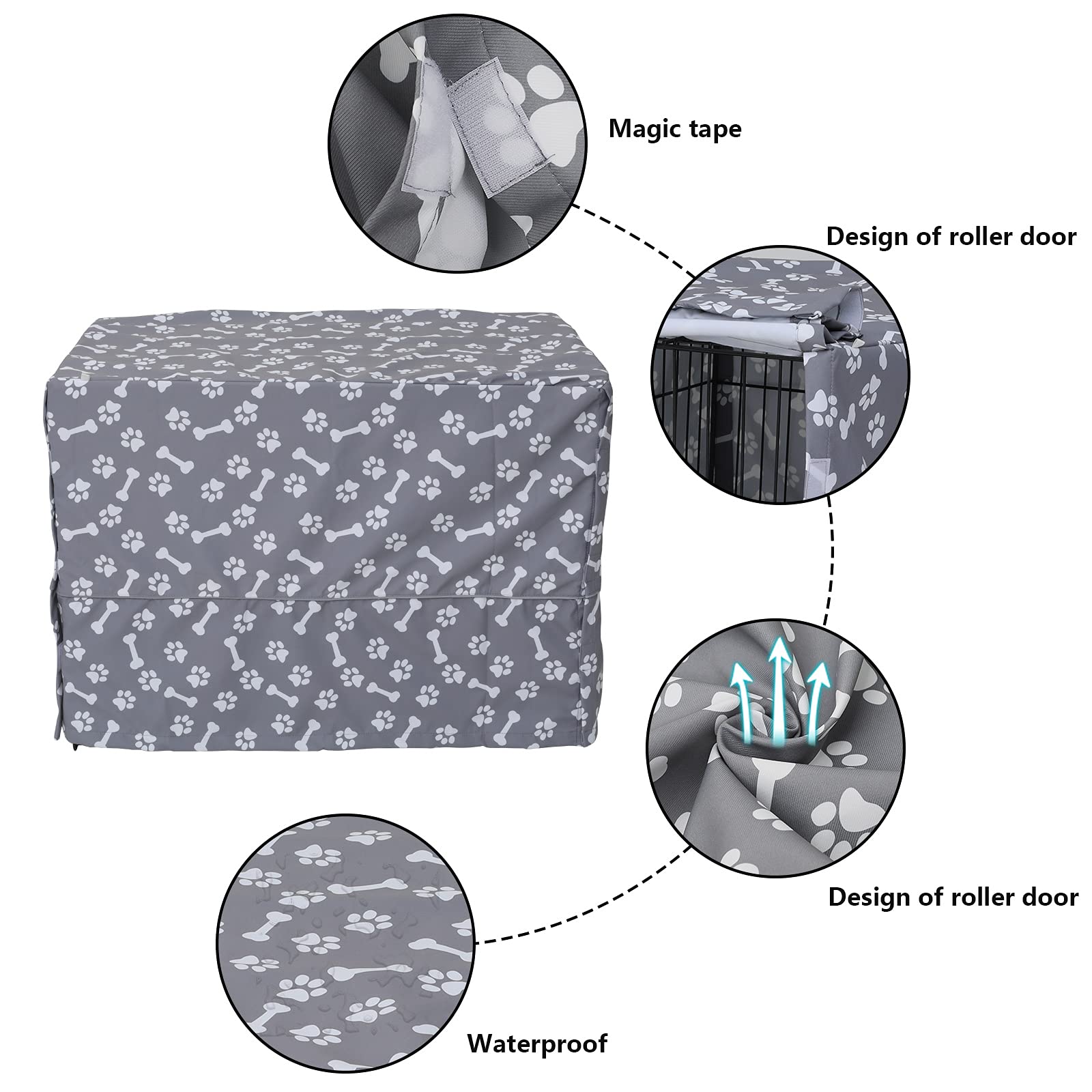 Dog Crate Cover for Wire Crates - Fits Most 24 Inch Dog Kennels | Easy On/Off Adjustable Pet Crate Cover (Sky Gray) | Perfect for Home, Travel & Vet Visits