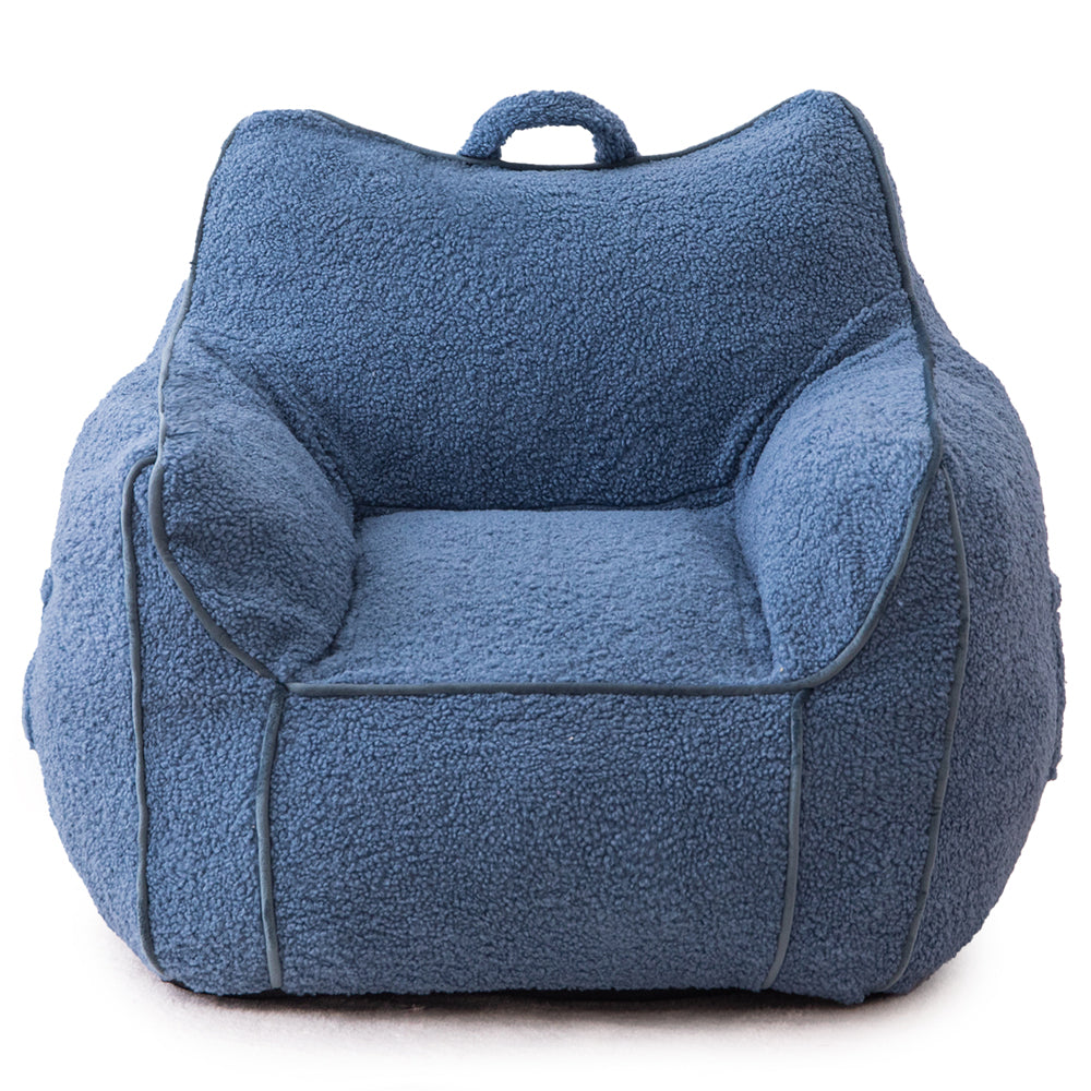 MAXYOYO Kids Bean Bag Chair - Soft Sherpa Bean Bag Couch with Decorative Edges for Boys & Girls, Comfortable Seating for Bedroom, Playroom or Reading Nook (Blue)