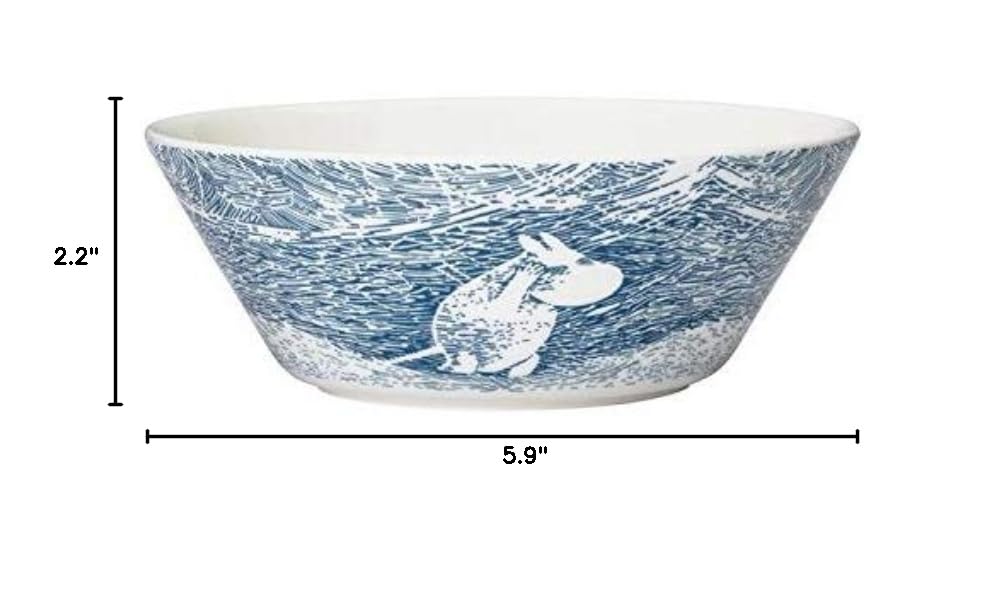 ARABIA 1055334 MOOMIN Bowl Plate - Snow Blizzard Design, 5.9 Inches (15 cm) - Microwave, Oven & Dishwasher Safe - Perfect for Breakfast, Desserts & Home Decor