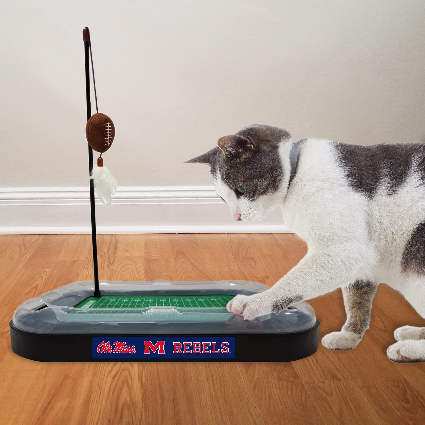 NCAA Louisville Cardinals Football Field Cat Scratcher Toy - 5-in-1 Interactive Cat Toy Set with Scratching Pad, Wand, Catnip Football, Feathers & Bell Ball - Perfect for Playtime, Exercise & Stress Relief for Indoor Cats
