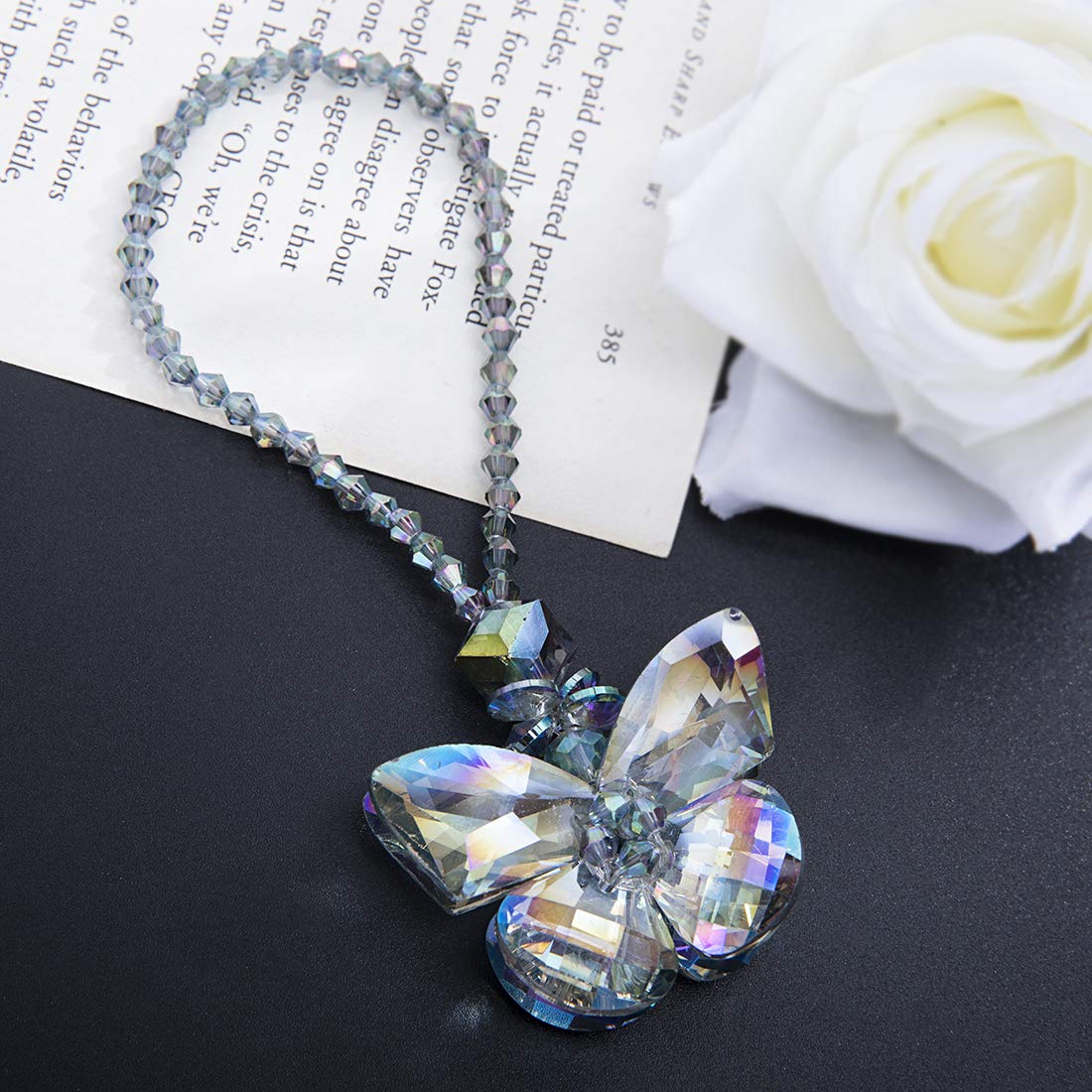 H&D HYALINE & DORA Crystal Car Rearview Mirror Pendant - Lucky Rainbow Maker Window Hanging Ornament for Car Decor & Good Luck Charm | Perfect for Daily Commute, Road Trips & Gifts