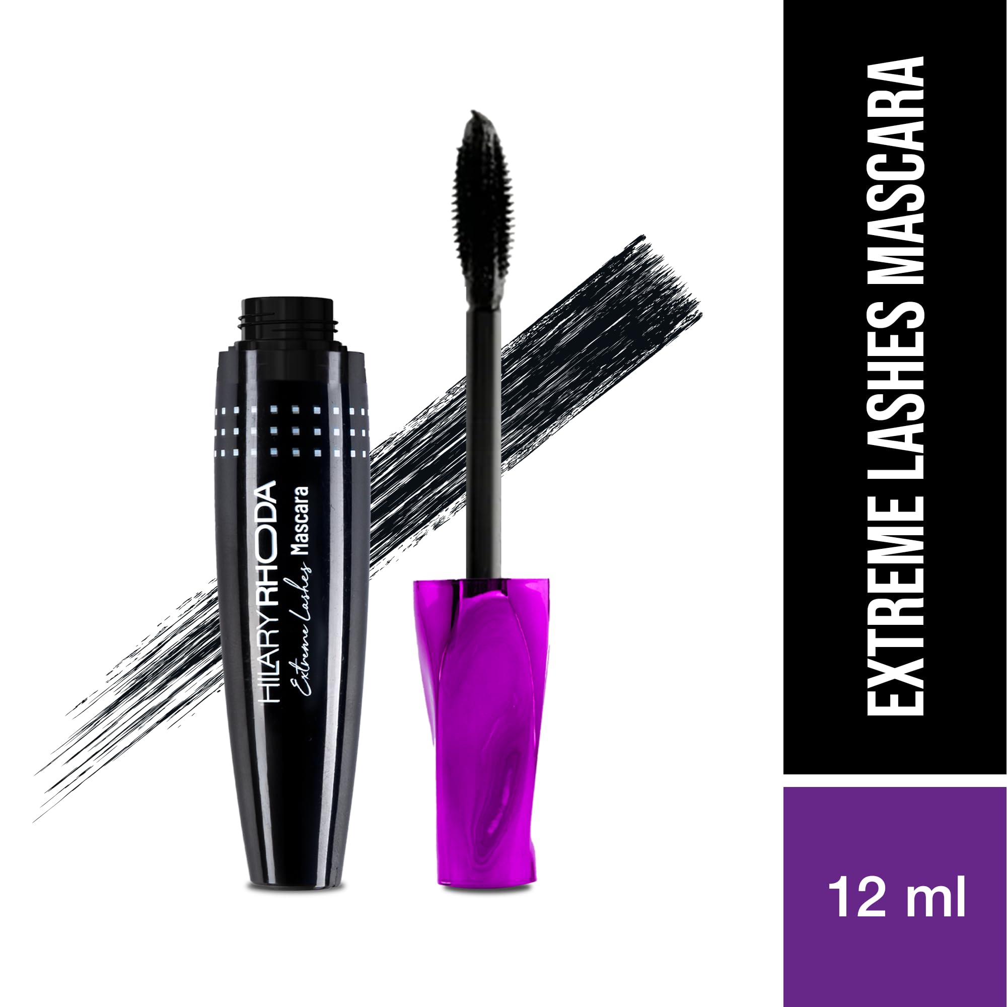 Hilary Rhoda Extreme Lashes Mascara - Volumizing & Lengthening Waterproof Mascara, 12ml | Clump-Free, Smudge-Proof & Long Lasting Formula | Perfect for Daily Wear, Special Occasions & Active Lifestyles