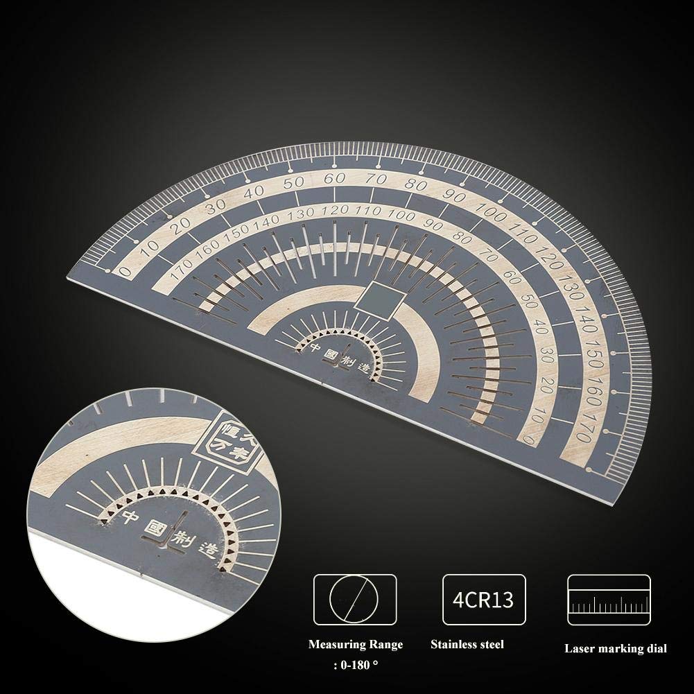 Precision Angle Measuring Tool - Stainless Steel Protractor for Woodworking, Engineering & Office Use | Electroplated Black Finish, Durable & Accurate Ruler for DIY Projects, Carpentry & School Supplies