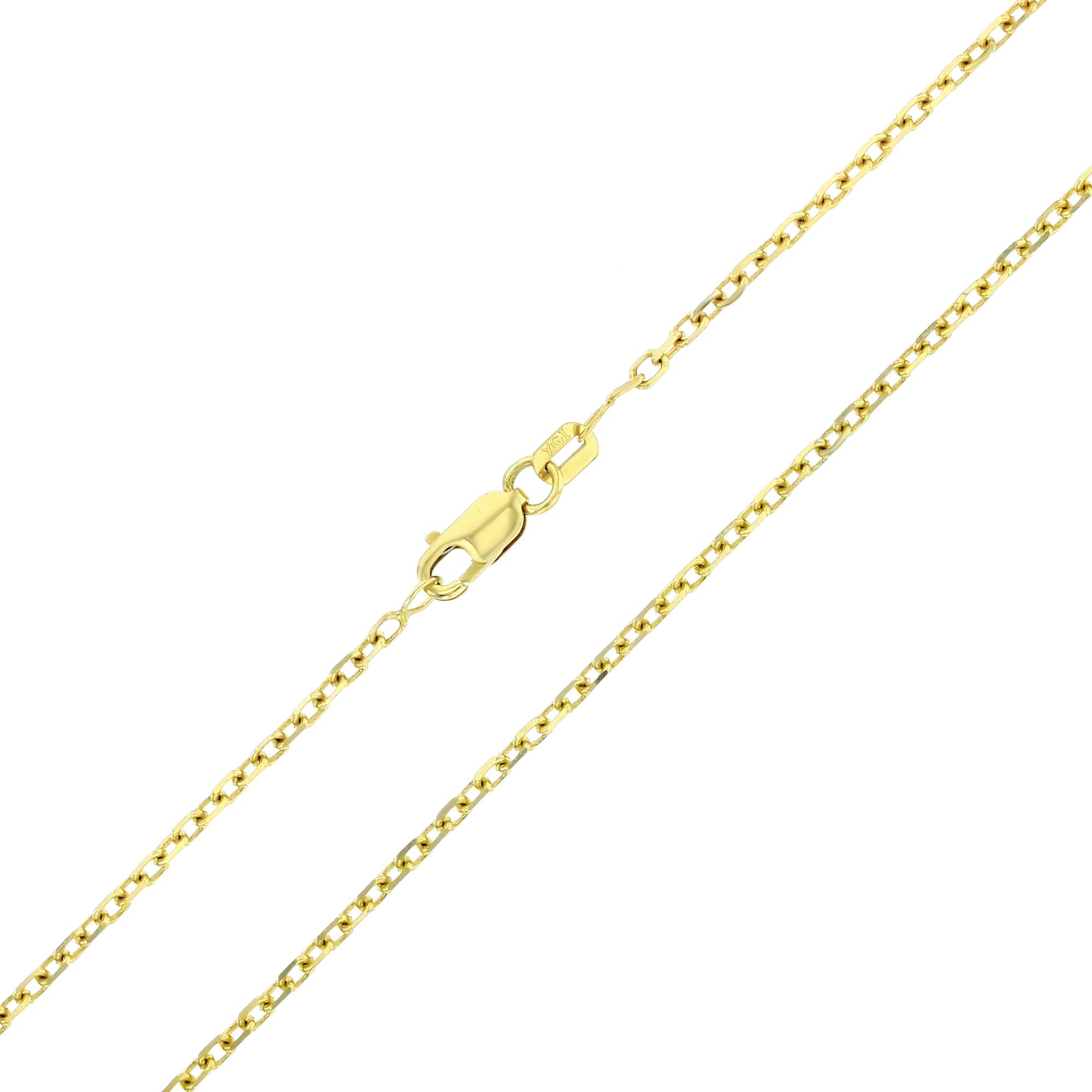 14K Solid Yellow Gold Diamond Cut Cable Chain Necklace 1mm-2.20mm with Lobster Clasp | Italian Style Gold Chain for Men & Women | Perfect for Layering, Gift Giving & Everyday Wear