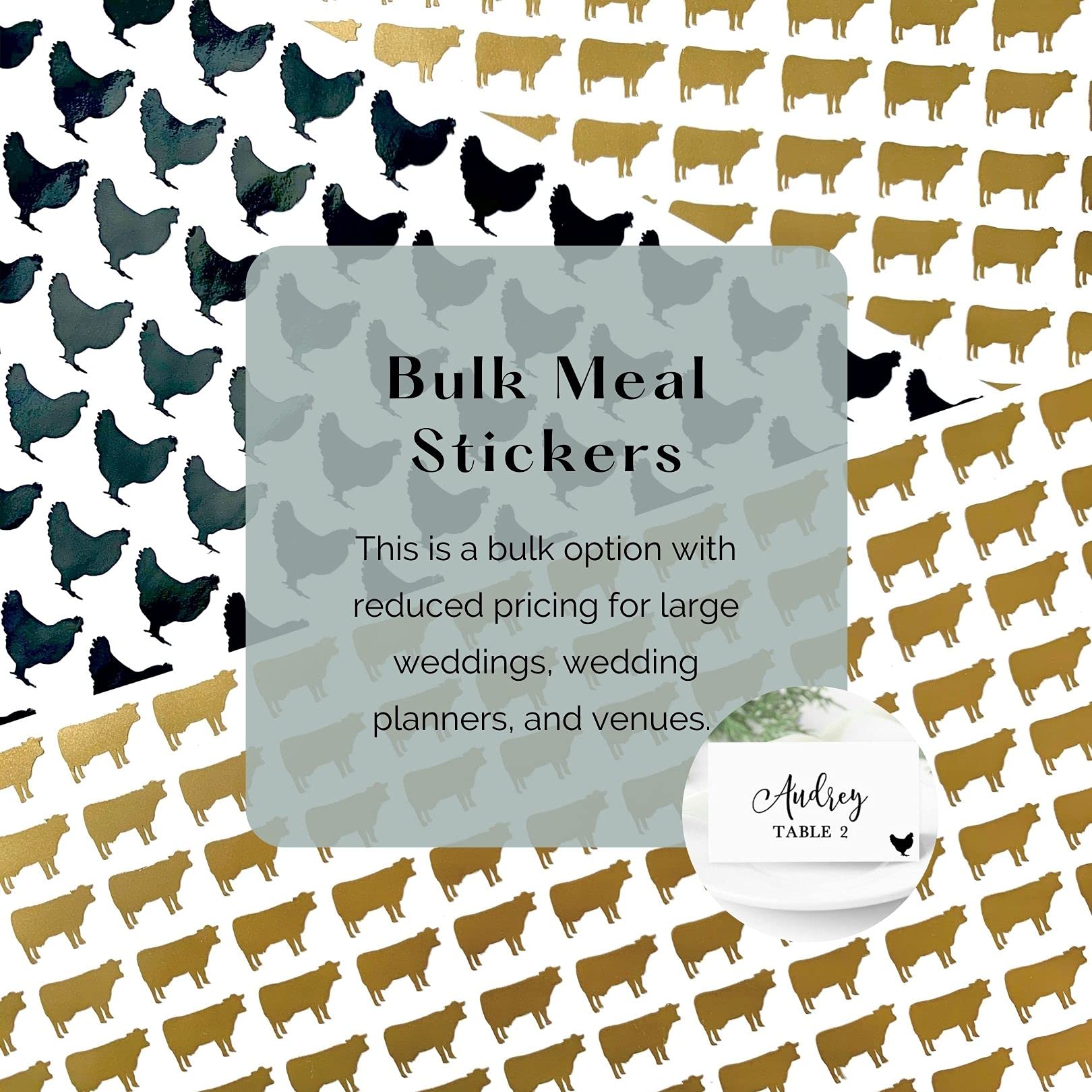 100-Pack Premium Rose Gold Meal Choice Stickers (0.75 Inch) - Elegant Wedding Buffet Food Indicator Labels - Beef/Chicken/Vegan Place Card Stickers for Banquets, Catered Events & Buffet Dining