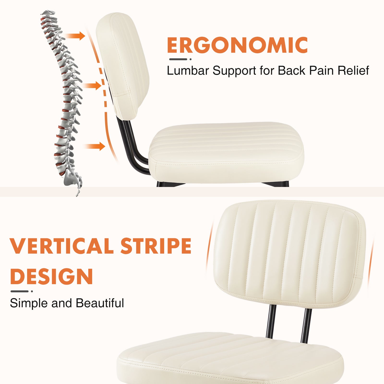 Mid Century Modern Upholstered Dining Chairs - Set of 2 White Faux Leather Cushion Seats with Metal Legs for Kitchen, Dining Room & Living Room | Perfect for Home Decor, Entertaining Guests & Small Space Furniture