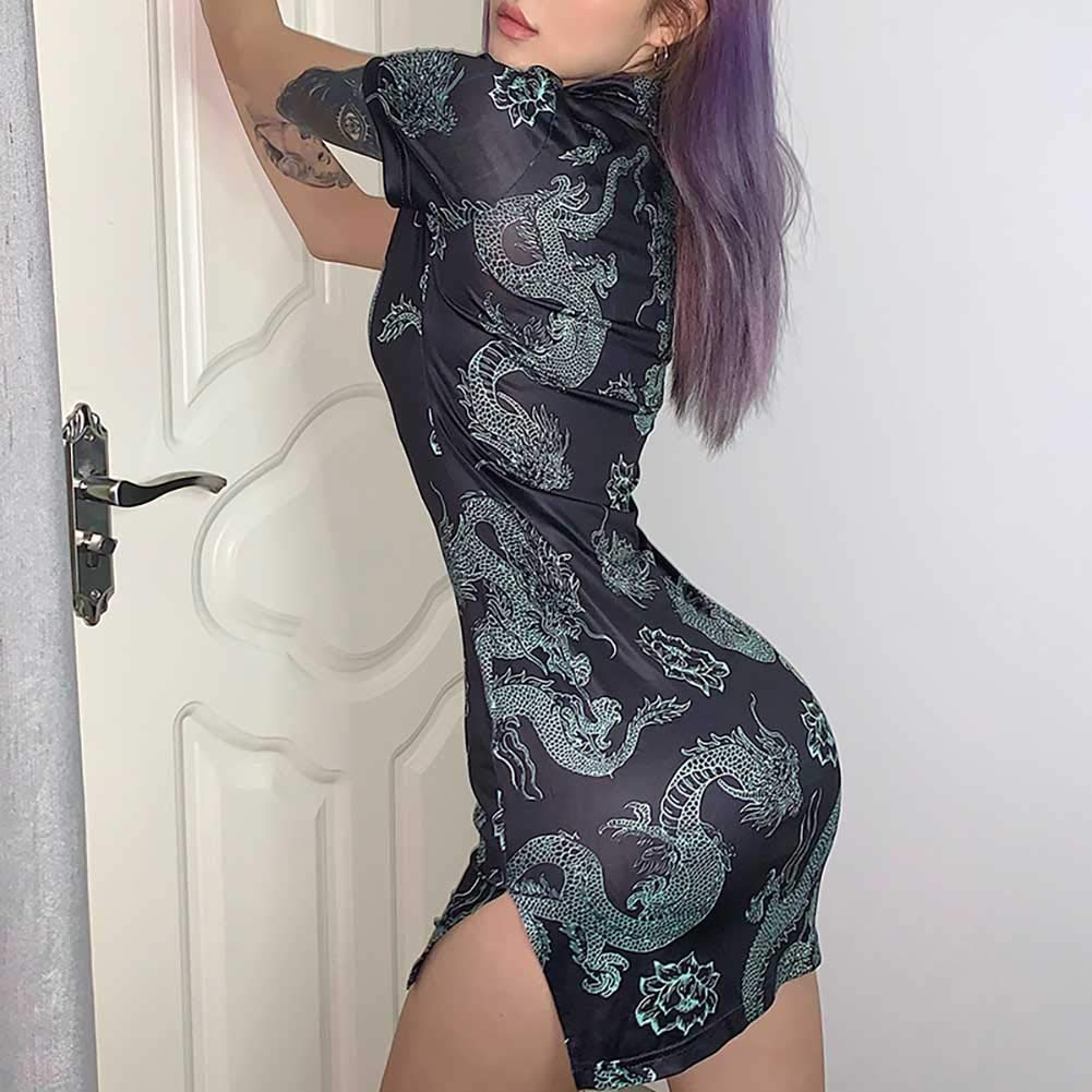 Elegant Floral Print White Bodycon Qipao Dress - Lace Trim Sleeveless Keyhole High Slit Mini Cheongsam for Women | Perfect for Cocktail Parties, Date Nights & Special Occasions