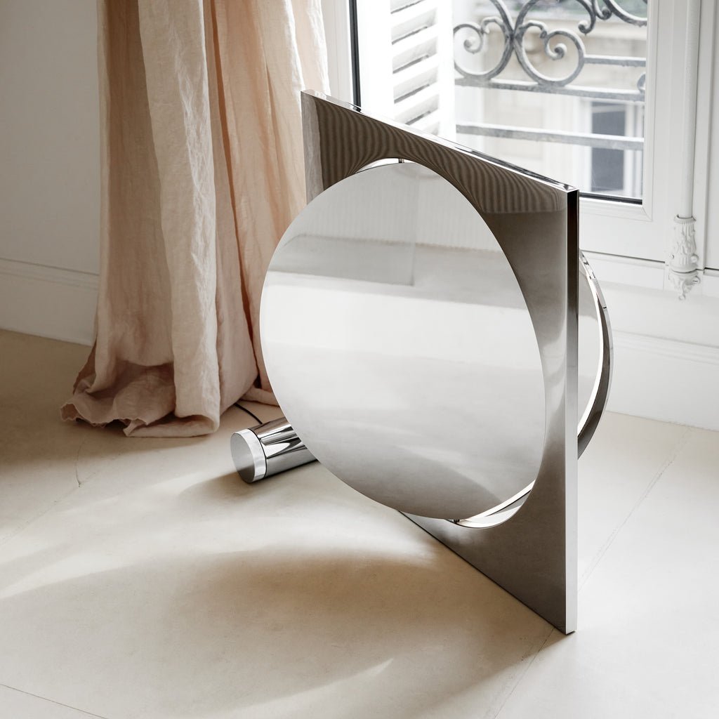 Eclipse Mirror Table Lamp - Modern LED Vanity Light with Adjustable Brightness for Bedroom, Dressing Room & Makeup Area