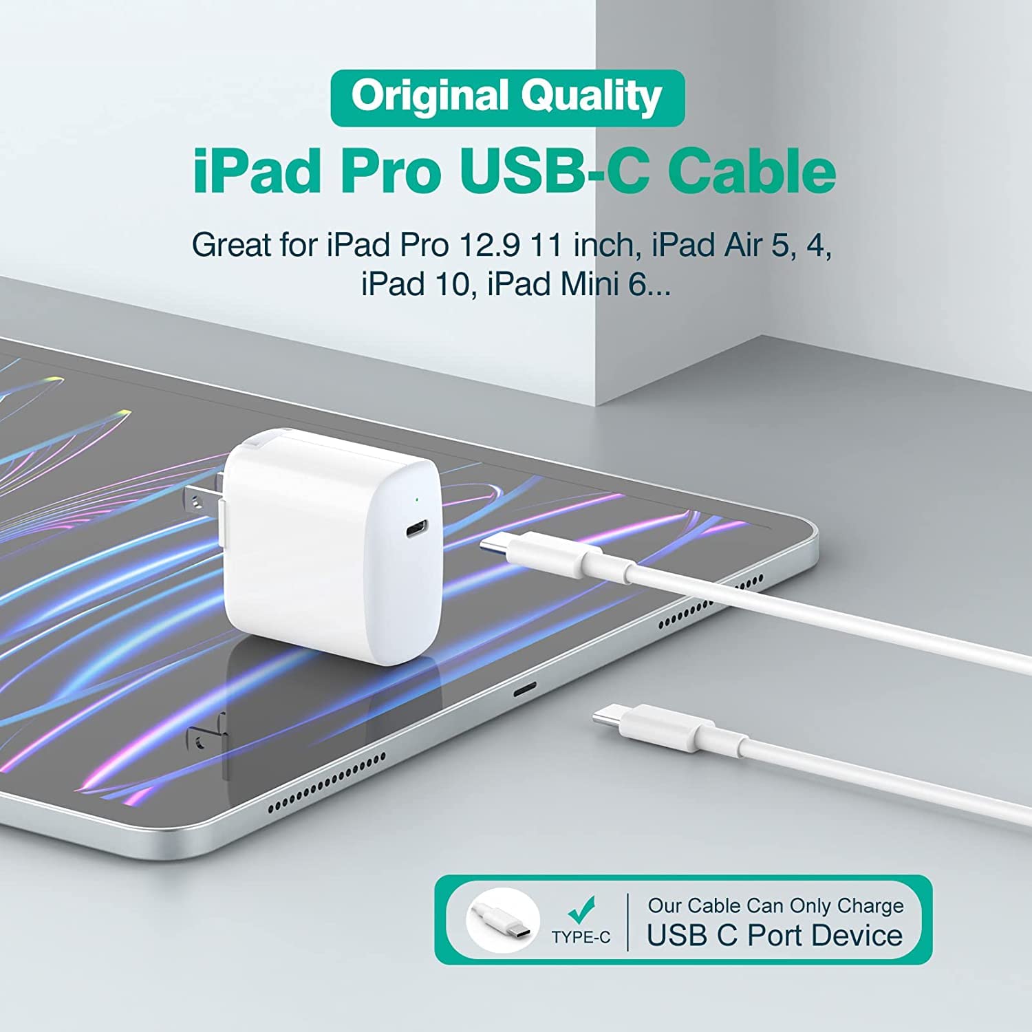 2 Pack 10FT 60W USB C to C Fast Charging Cable - Compatible with iPad Pro/Air/Mini, MacBook Air/Pro, iPhone 16/15 Pro Max, Pixel & More - Perfect for Home, Office & Travel Charging