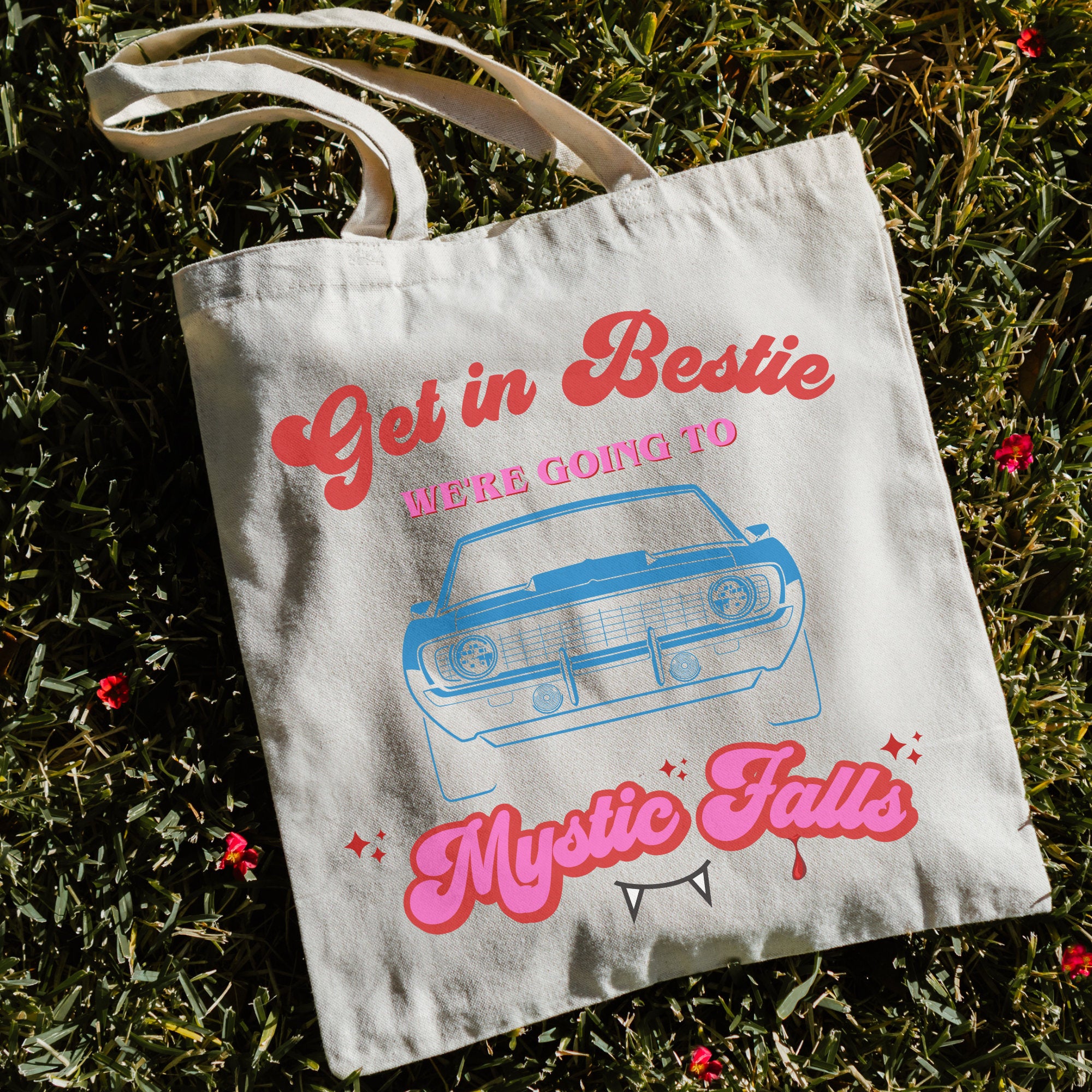 Stylish Mystic Falls Tote Bag - The Vampire Diaries TV Show Merchandise & Fan Gift - Perfect for Grocery Shopping, Beach Trips, and Comic-Con Events