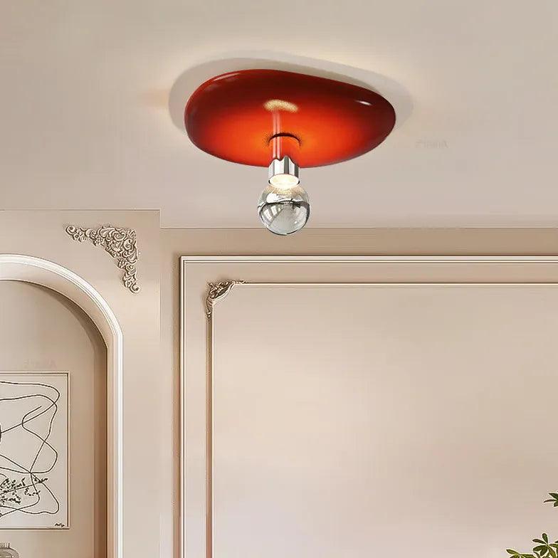 Modern Red Irregular Round Recessed Ceiling Light - Dimmable LED Fixture for Living Room, Bedroom, Kitchen & Hallway Lighting