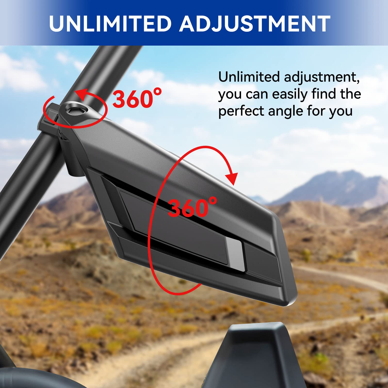 UTV Side Mirrors - TXZSXS Adjustable Roll Bar Mount Mirrors (1.5