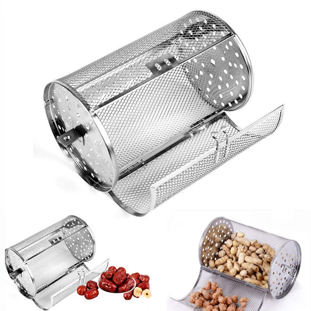 Rotisserie Grill Basket for Vegetables & French Fries - Round Coffee Roaster & Air Fryer Basket for Oven - Perfect for BBQ, Camping & Outdoor Cooking