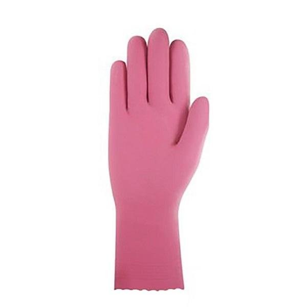 Durable Pink Rubber Gloves with Silver Lining - Size 7 & 9 - Perfect for Cleaning, Dishwashing & Household Chores