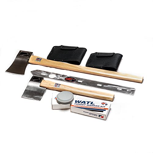 Official WATL Premium Axe Throwing Starter Kit - Hatchet, Target Stencil, Markers & Whetstone for Outdoor Games, Backyard Fun & Competitive Training