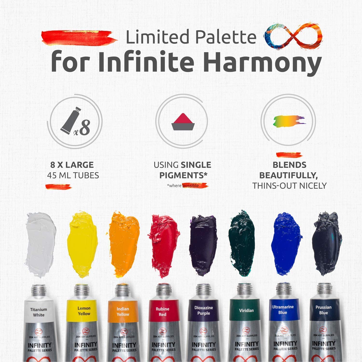 Premium Non-Toxic Oil Paint Set for Professional Artists - 12 Colors (3 x 8 x 45ml Tubes) - Portrait, Essential & Impressionist Palettes with High Pigment & Glossy Finish | Perfect for Studio Painting, Canvas Art & Landscape Masterpieces