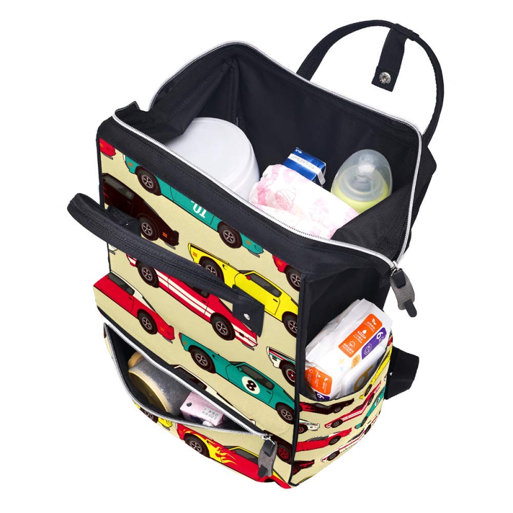 American Muscle Classic Racing Car Diaper Tote Bag - Stylish Baby Care Backpack for Moms, Waterproof Nappy Changing Bag with Multiple Pockets (Perfect for Travel, Shopping & Daily Outings with Baby)
