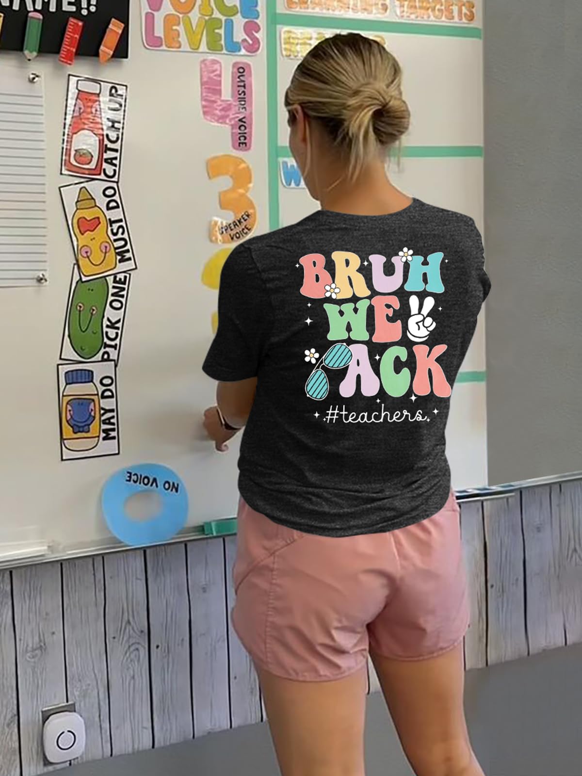 Back to School Shirt for Women - First Day of School Teacher T-Shirt - Cute 'Bruh We Back' Graphic Tee - Short Sleeve Casual Top for Teachers, Students & School Staff - Perfect for Classroom, Campus & Teacher Appreciation Gifts