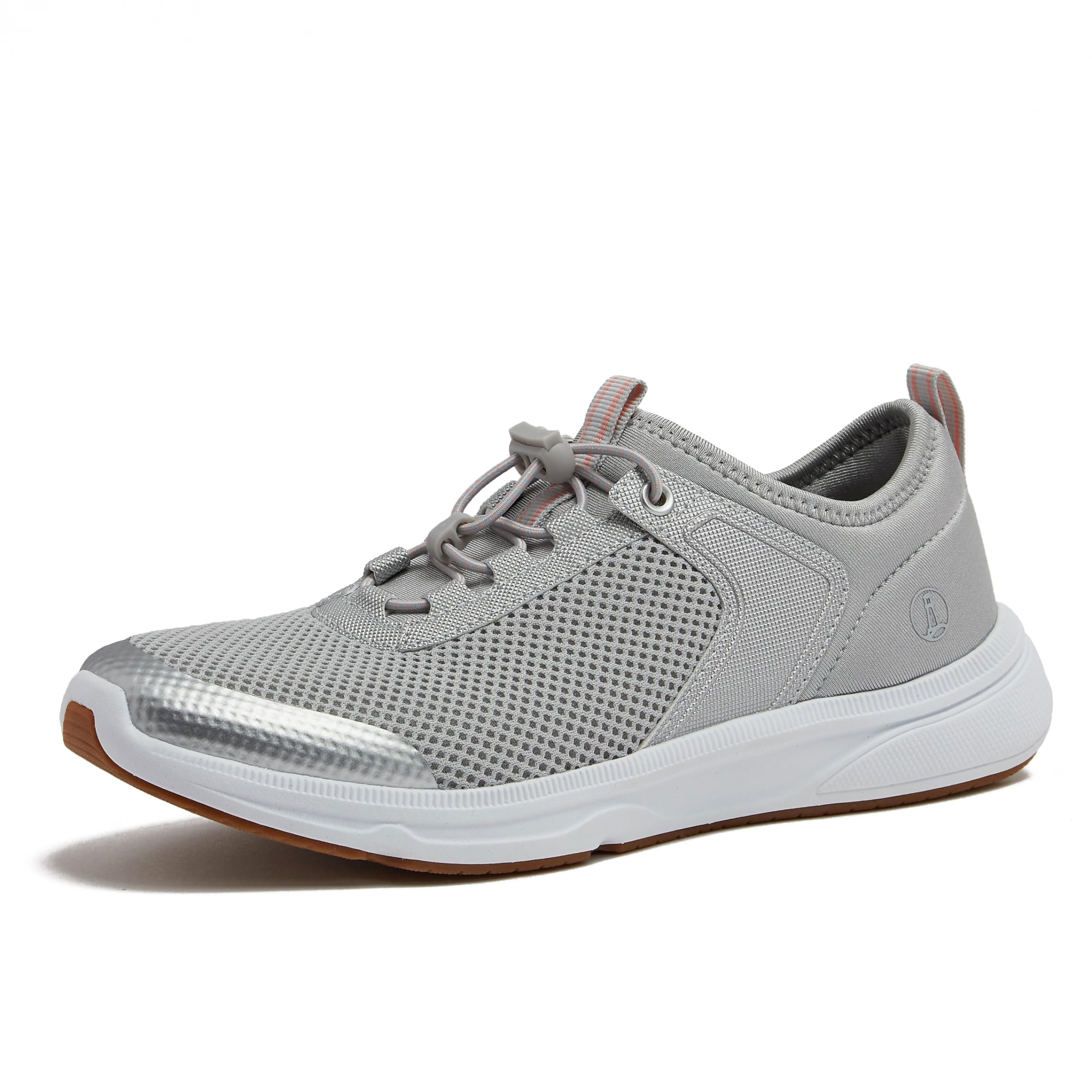 Lands' End Women's Quick-Dry Mesh Slip-On Water Sneakers - Lightweight Sport Shoes with Drainage Holes for Beach, Pool, Kayaking & Water Sports (Black/Silver, Sizes 6-11)