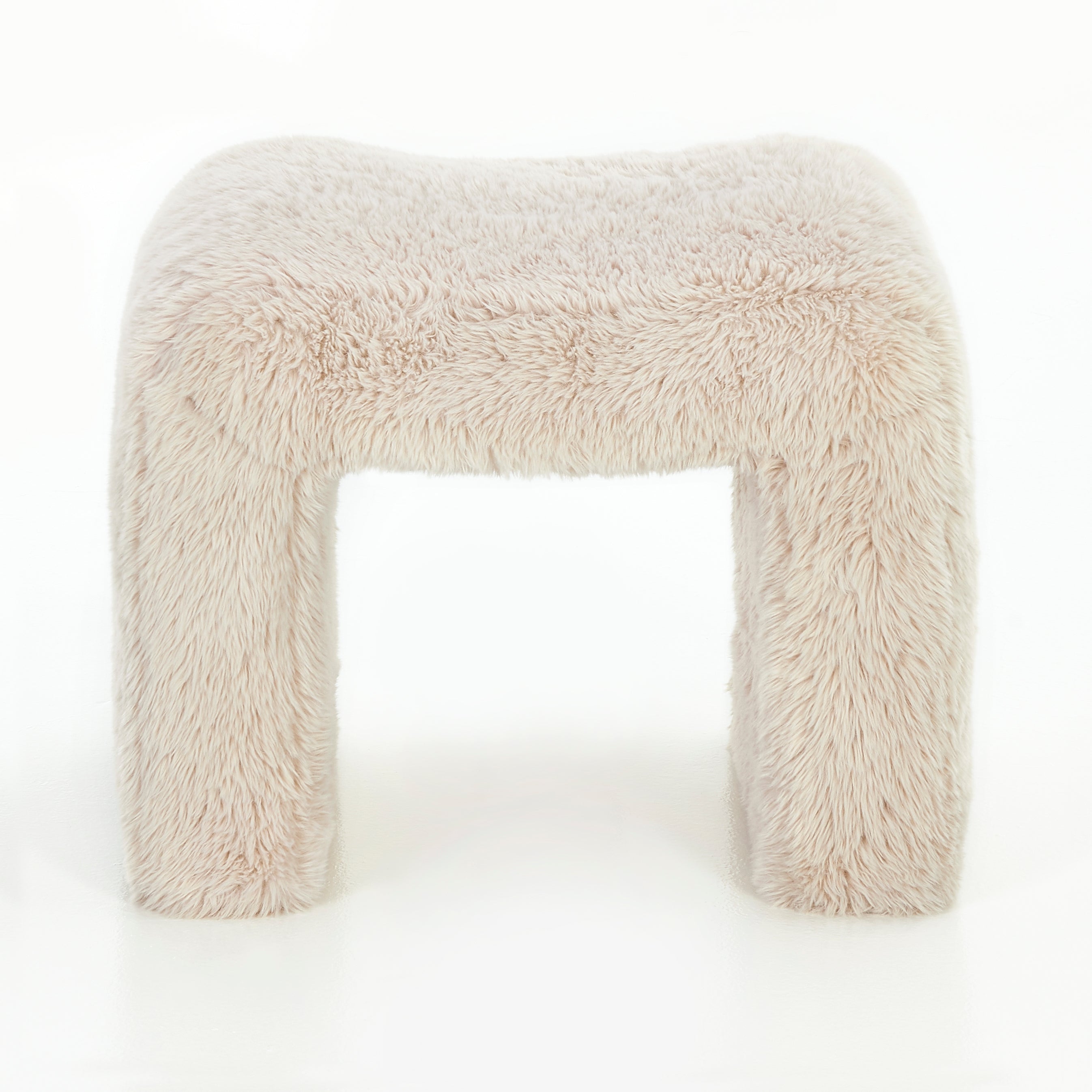 Roundhill Furniture Zorya Contemporary Faux Fur U-Shaped Ottoman Set of 2 - Modern Living Room Accent, Bedroom Footrest, Cozy Home Decor for Stylish Comfort