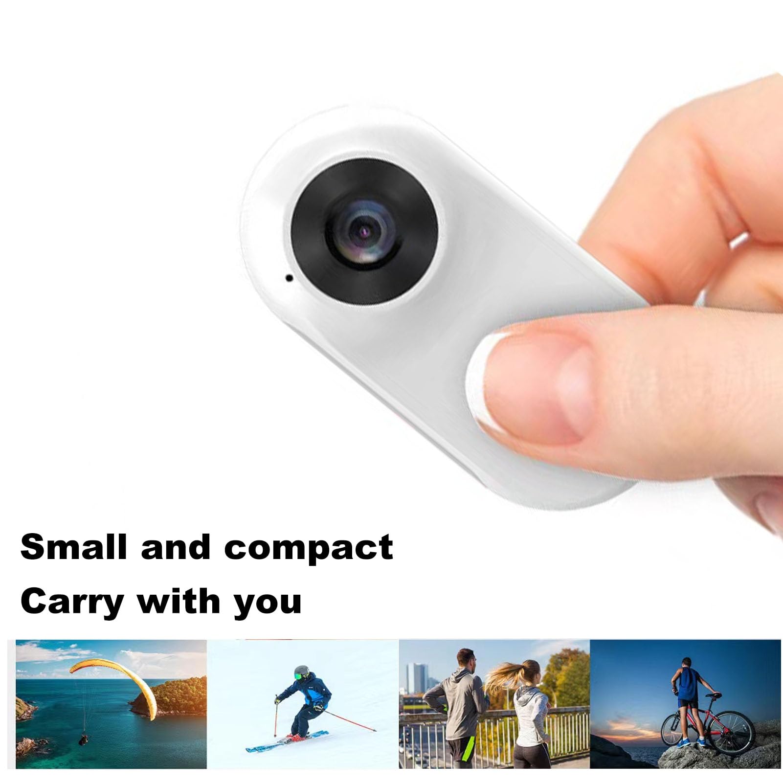 1080P HD Action Camera with 2MP, 90° Wide Angle Lens - Mini Sports Body Camera for Dogs & Cats - Waterproof for Indoor/Outdoor Adventures - Perfect for Pet Monitoring, Cycling & Extreme Sports (White)