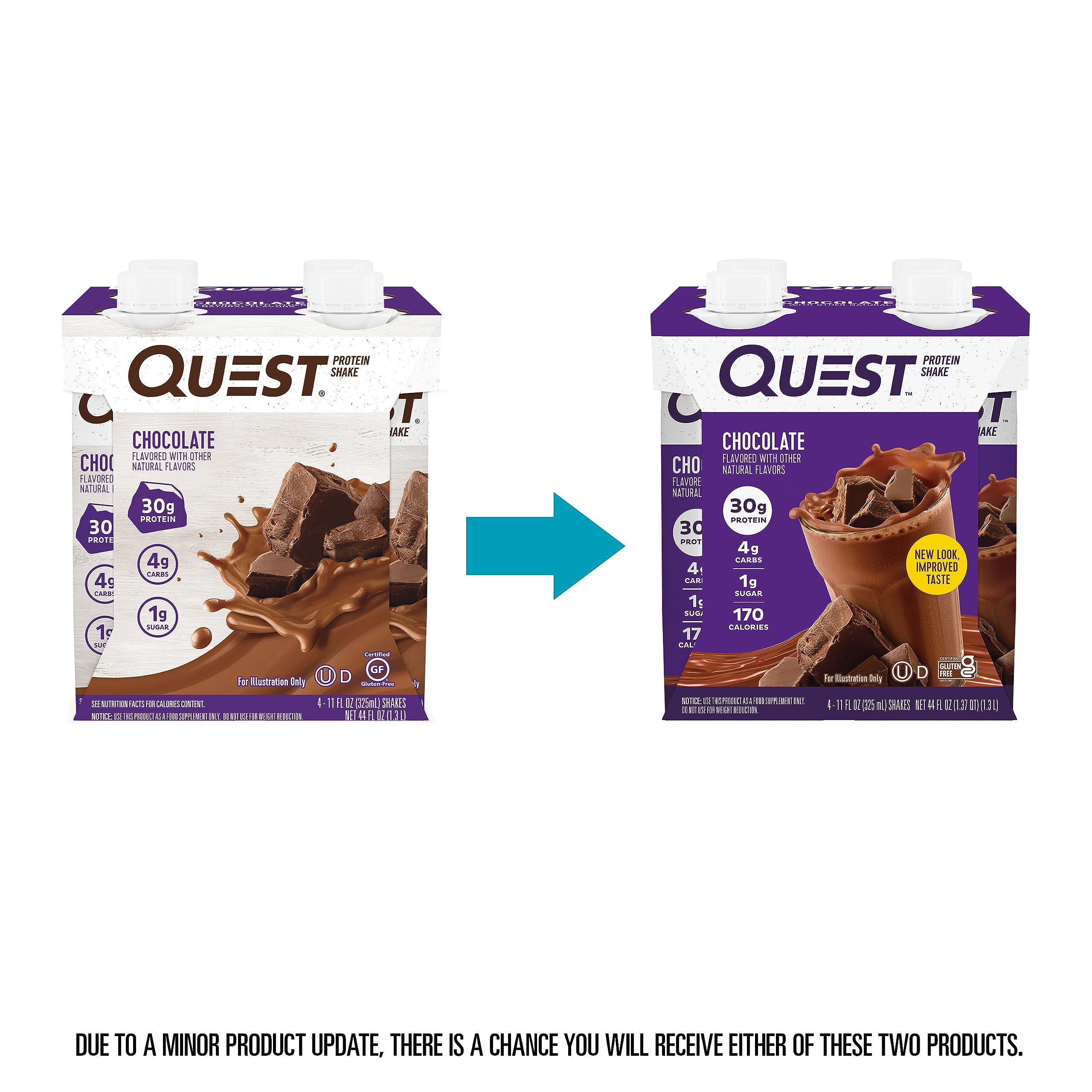 Quest Nutrition Ready To Drink Chocolate Protein Shake - 30g Protein, 4g Net Carbs, Gluten Free, Keto Friendly, 11 fl oz (Pack of 12) - Perfect for Post-Workout Recovery, Meal Replacement & On-The-Go Nutrition