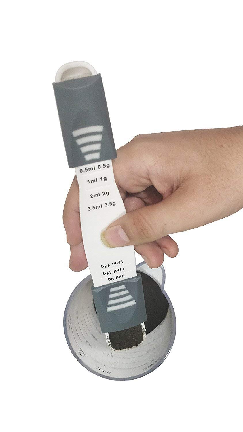 Double-End Plastic Measuring Spoon for Baking & Cooking - 1pc White/Green (Grams & ML) | Essential Kitchen Tool for Precise Measurements | Perfect for Home Bakers & Chefs
