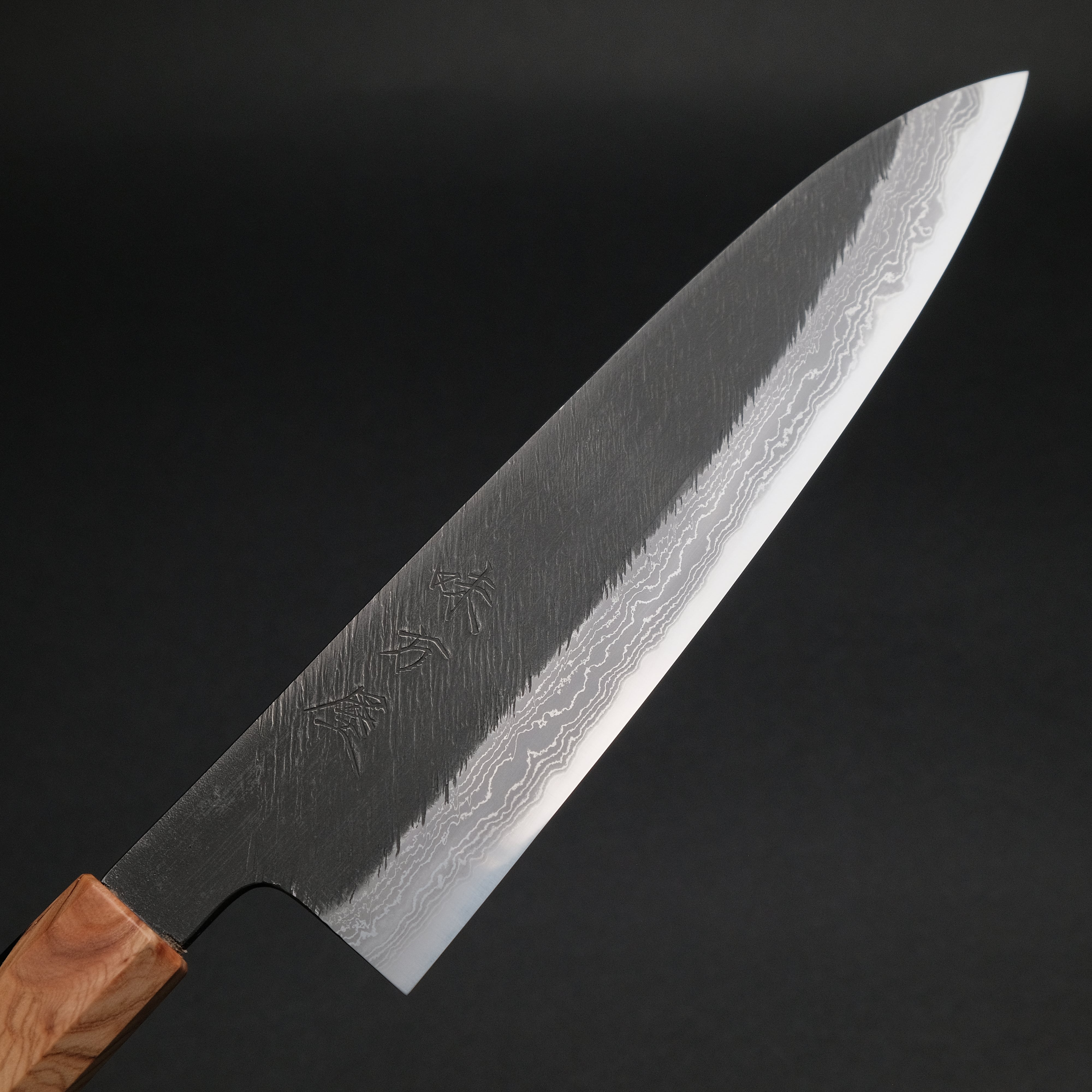 Ajikataya White #2 Matsuba Damascus Gyuto 210mm Japanese Chef Knife with Olive Wood & Resin Handle - Premium Kitchen Knife for Sushi, Meat Cutting & Professional Cooking (#11)