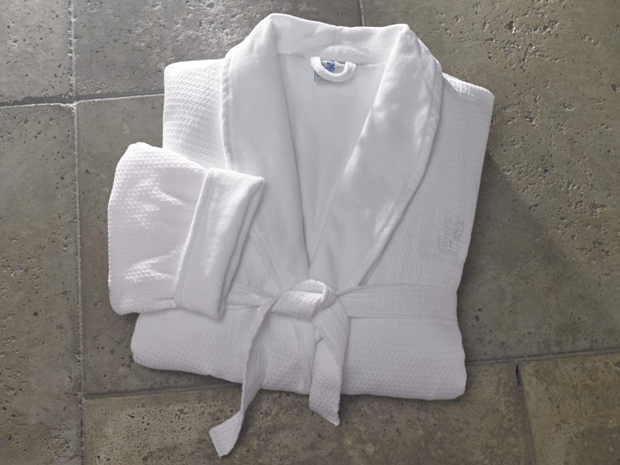 Luxury The Ritz-Carlton Diamond Waffle Robe for Men & Women - Soft White Bathrobe with Waffle Weave - One Size Fits Most - Perfect for Spa, Hotel, and Home Relaxation