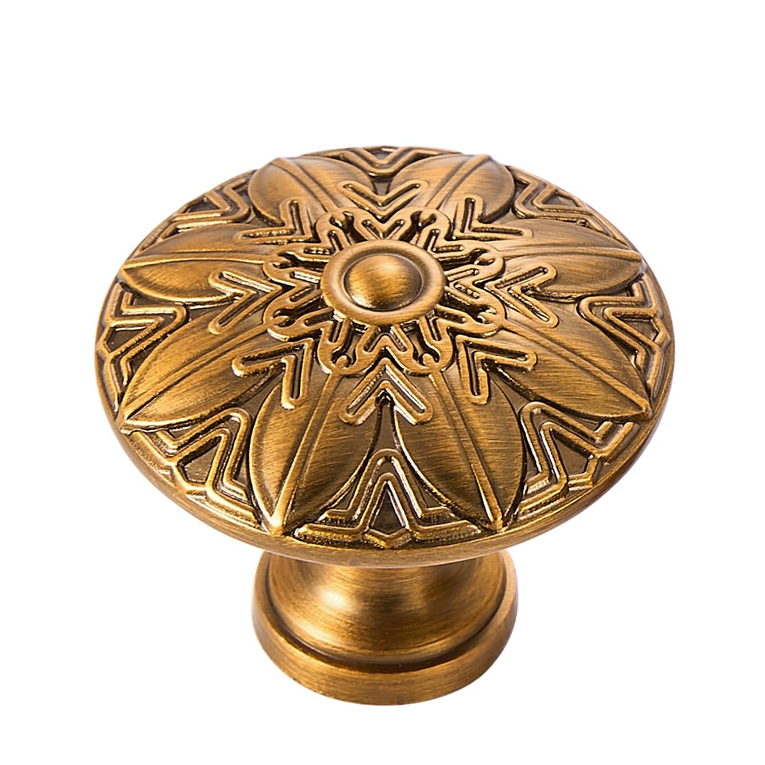 Antique Gold Round Cabinet Door Knobs - 10 Pack (1.25 Inch/32mm) - Vintage Style Drawer Pulls for Kitchen, Bathroom, Bedroom & TV Cabinets - Perfect for Home Decor and Furniture Upgrades