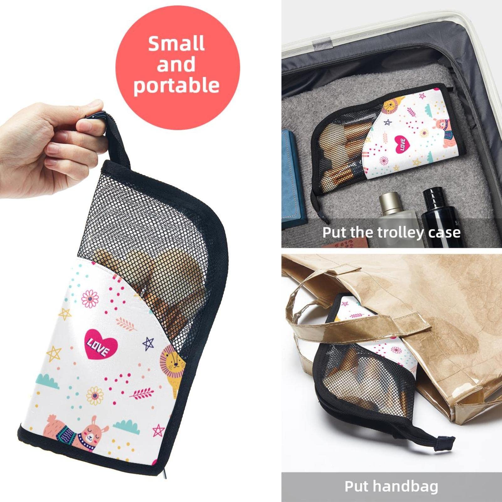 12-Piece Makeup Brush Organizer Bag with Colorful Doodle Animal Design - Portable Cosmetic Brush Holder Case for Travel & Home Vanity Storage