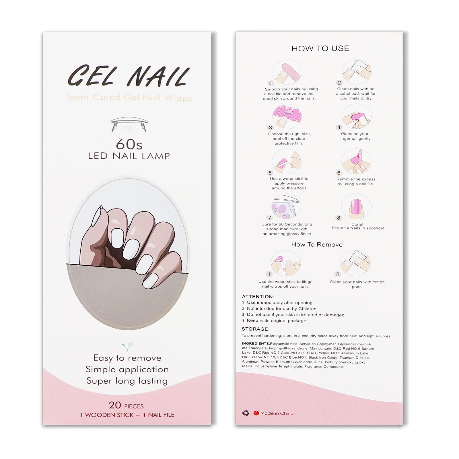 JMEOWIO White Semi-Cured Gel Nail Stickers & Strips - DIY UV/LED Gel Nail Wraps for Salon-Quality Nail Art Designs | Perfect for Home Manicures, Parties & Special Occasions