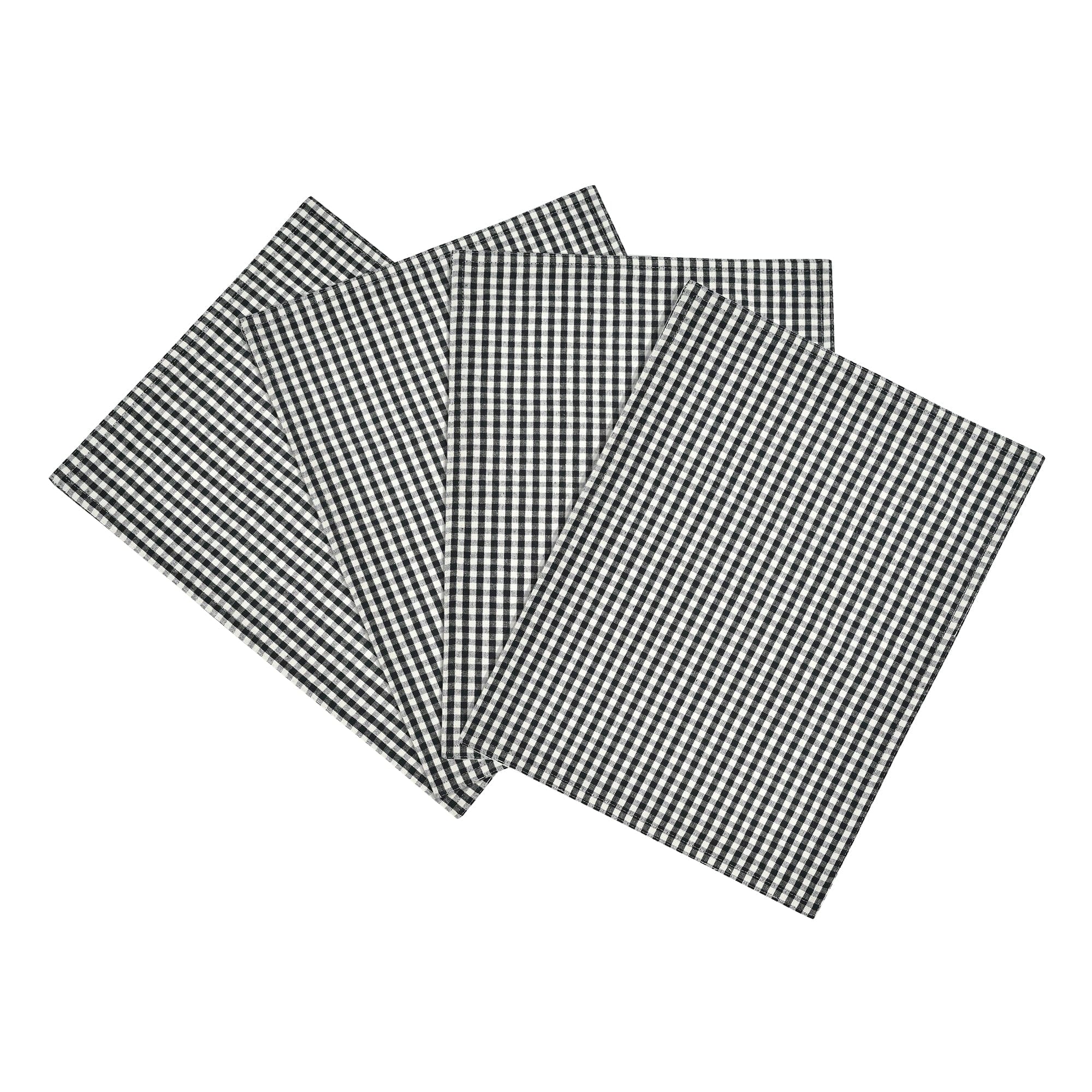 Gingham Check Yarn Dyed Cotton Placemats Set of 4 - Stylish and Durable Table Mats for Dining, Kitchen, Picnic, and Party Decor