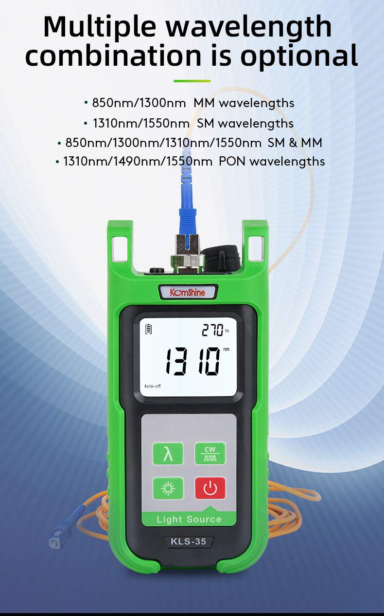 Komshine KLS-35 Multimode 850/1300nm Fiber Optic Light Source - FTTx CATV Network Loss Tester for Telecommunications & Data Center Testing