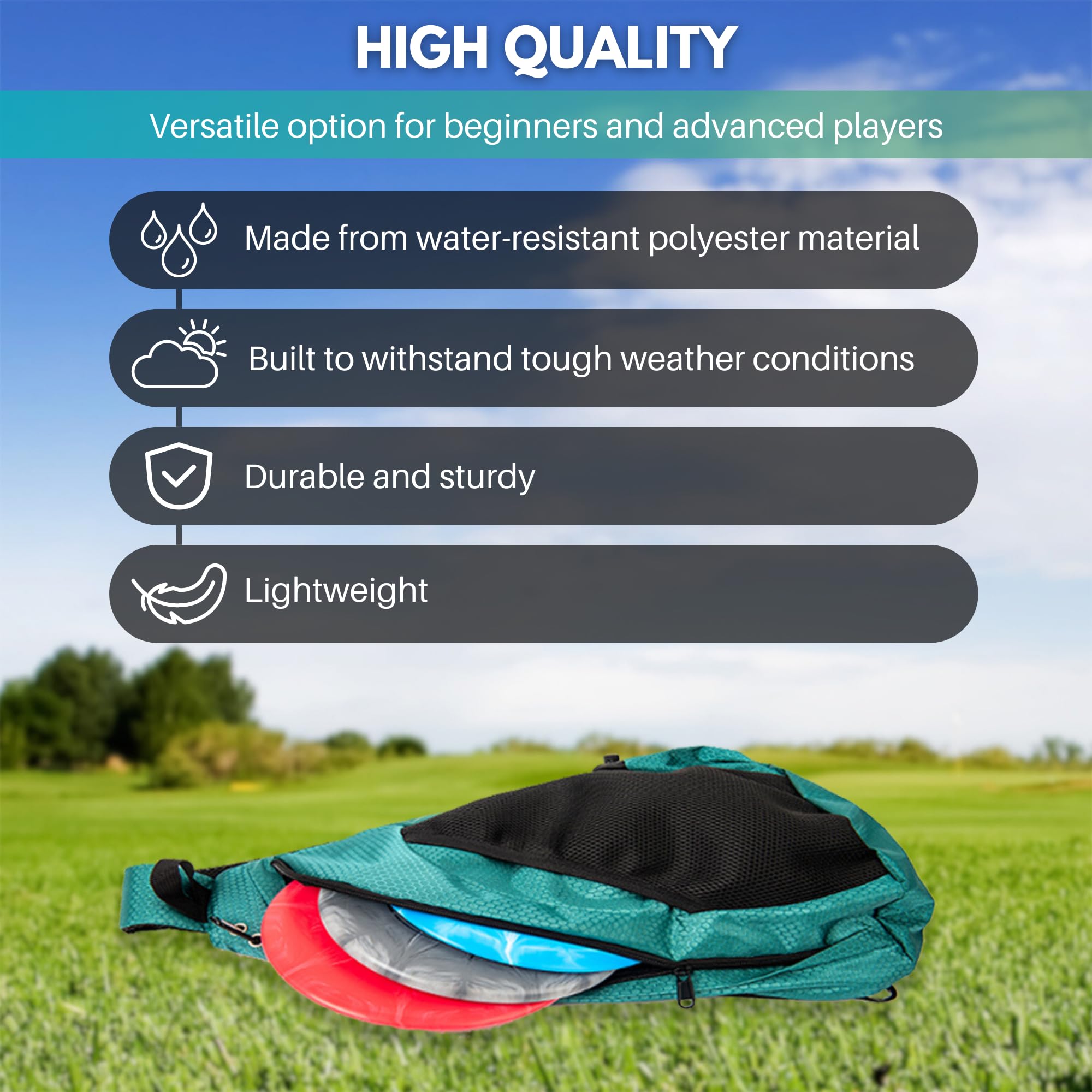 **Premium Disc Golf Backpack - Holds 6-12 Discs with 10-Disc Inner Pocket | Durable Polyester Storage for Beginners & Enthusiasts | Includes Drink Holder - Perfect for Tournaments & Casual Play**