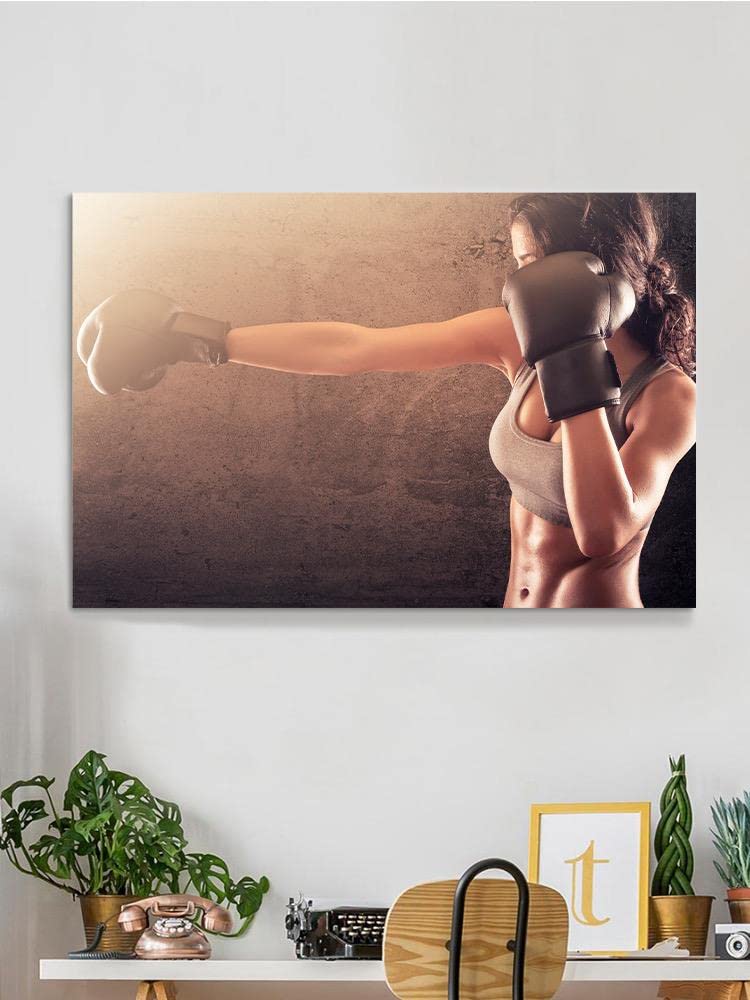 Women's Boxing Art Print - Motivational Wrapped Canvas Wall Decor for Home Gym & Office Inspiration