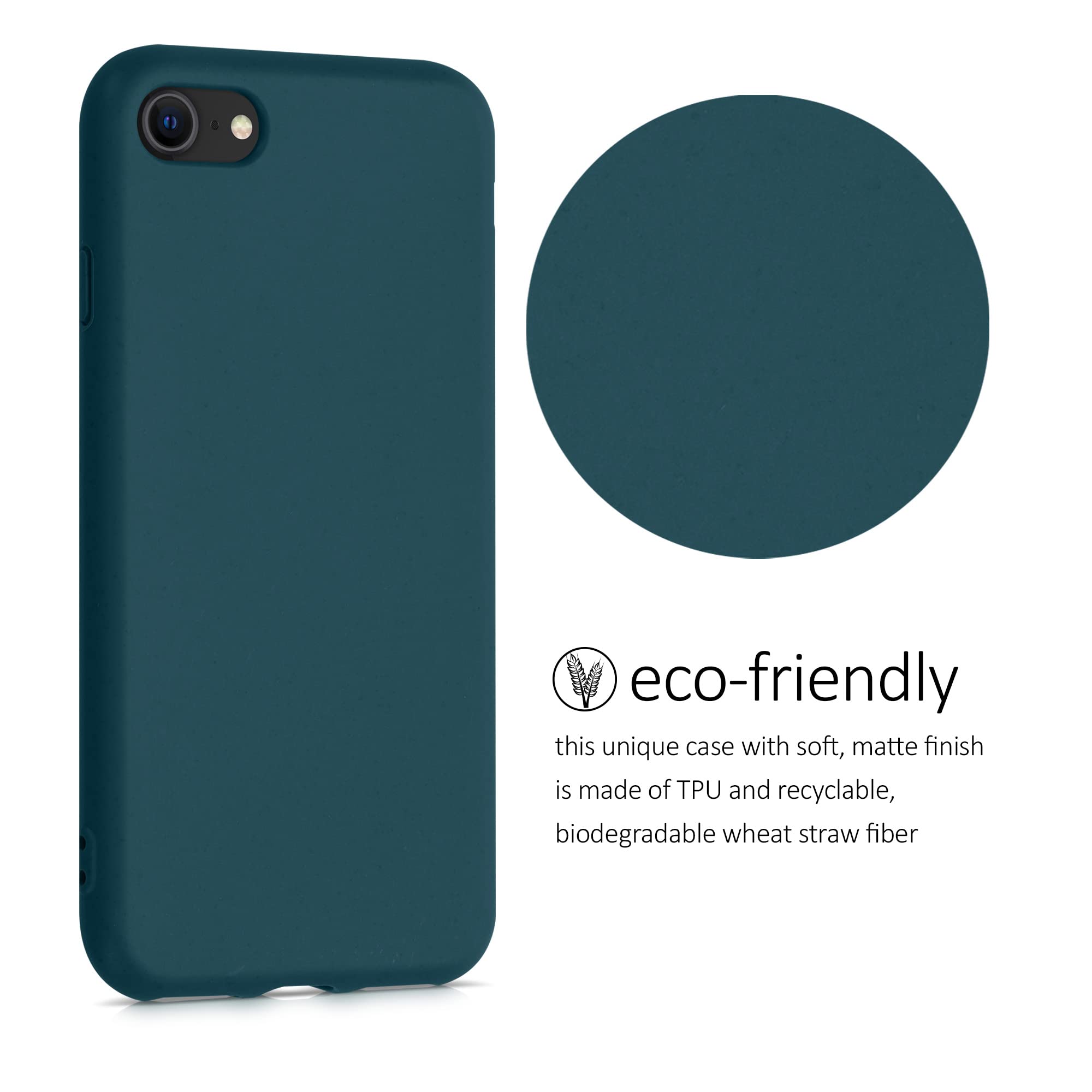 Eco-Friendly Wheat Straw iPhone Case for iPhone SE (2022/2020) / iPhone 8 / iPhone 7 - Biodegradable TPU Matte Cover in Teal - Perfect for Daily Use & Outdoor Activities