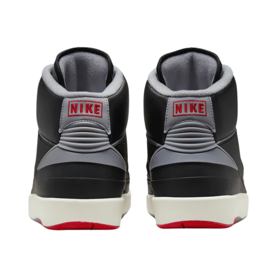 Air Jordan 2 Retro Men's Basketball Shoes - Black/Cement Grey/Fire Red - High-Top Sneakers for Streetwear & Court Performance