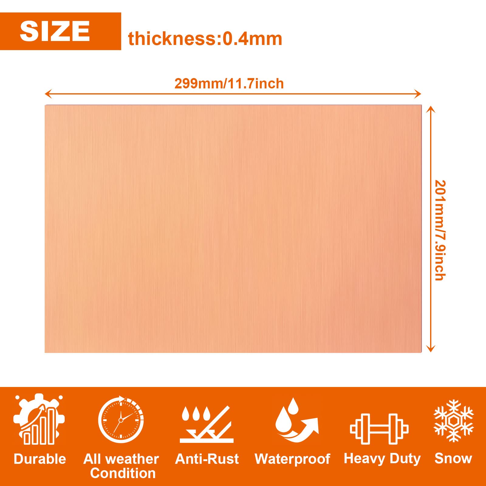 2PCS 8” x 12” 24 Gauge Pure Copper Sheets (0.02