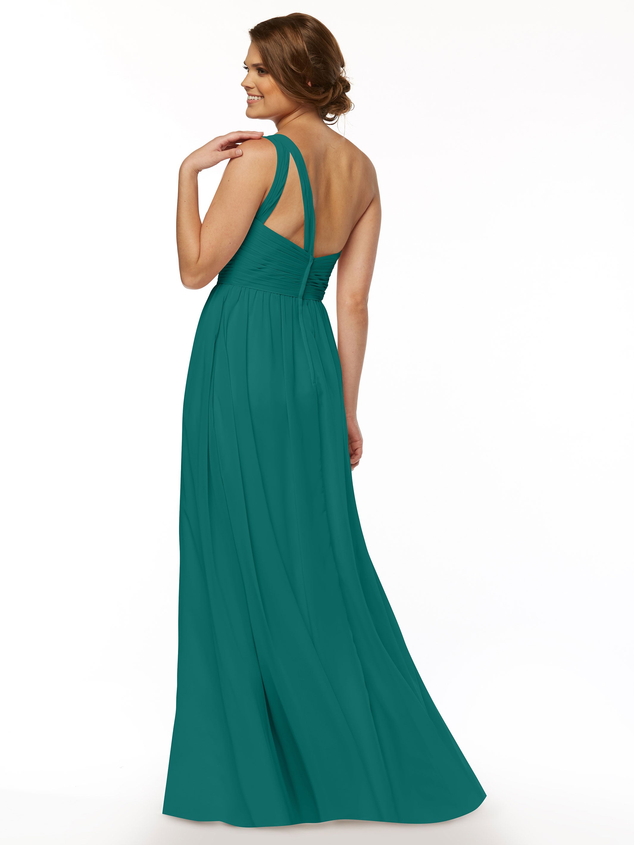 Elegant One Shoulder A-Line Chiffon Bridesmaid Dress with Ruching - Perfect for Weddings, Formal Events & Special Occasions (Style #80047)