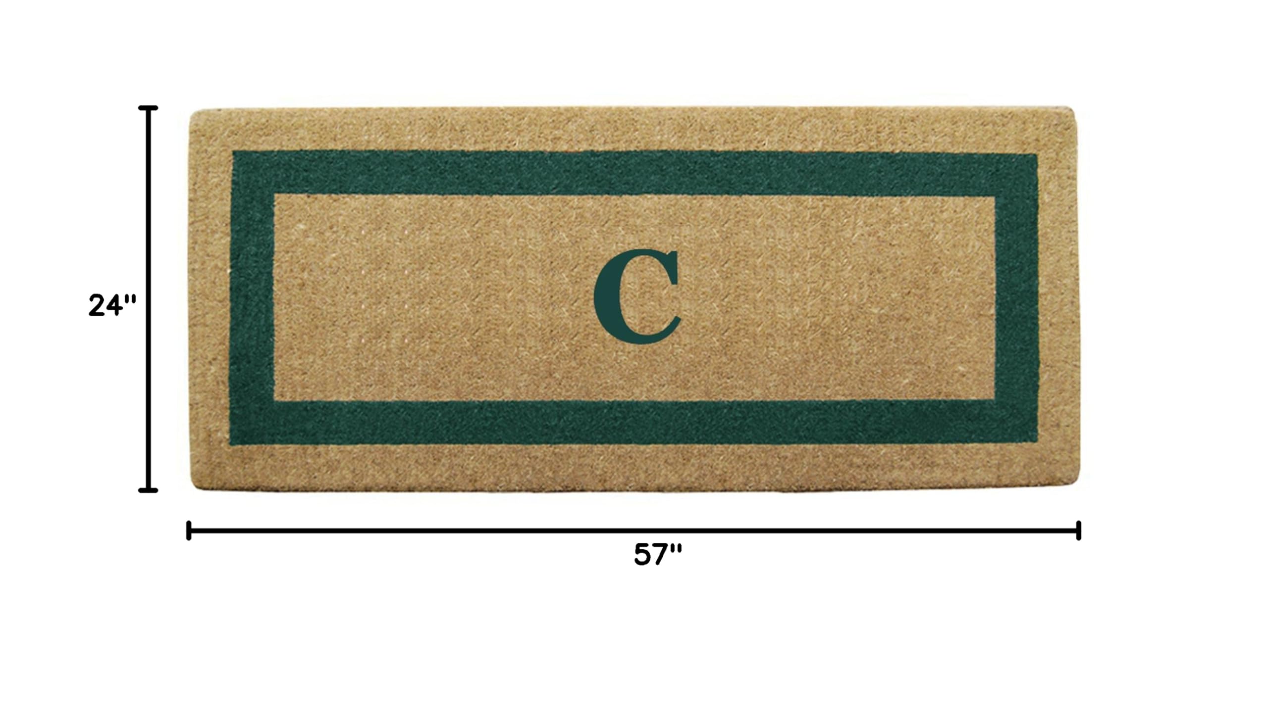 Heavy Duty Coir Door Mat with Monogram - Personalized Single Picture Frame Design, Natural Coconut Fiber Welcome Mat, Durable Handmade Outdoor Rug, Eco-Friendly 24