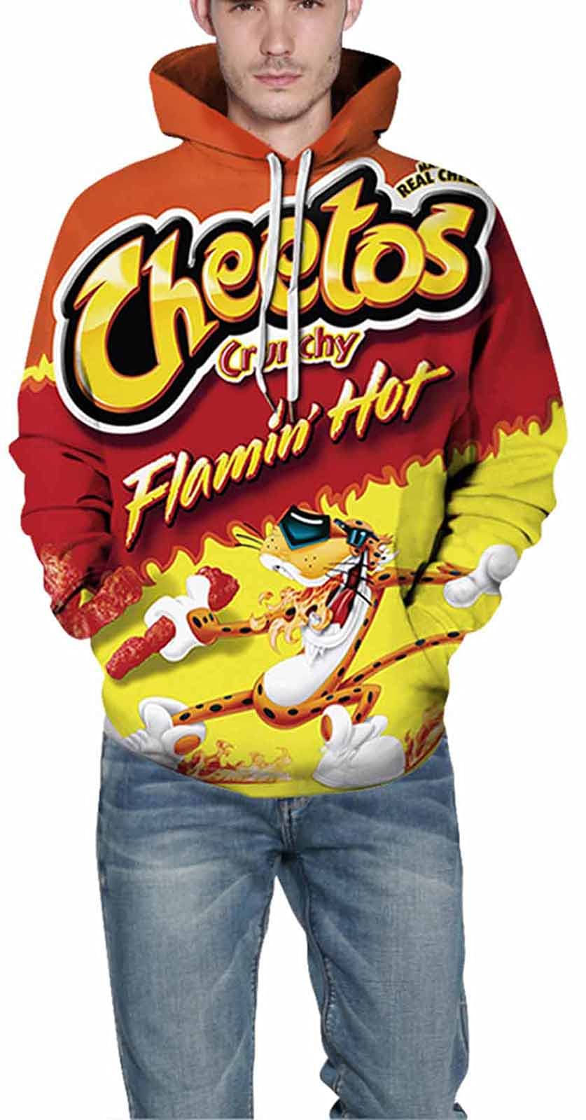 Keasmto 3D Ramen Chicken Noodle Soup Hoodie - Unisex Beef Print Sweatshirt for Men & Women | Soft Cotton Pullover | Cute Foodie Fashion for Casual Wear & Anime Lovers