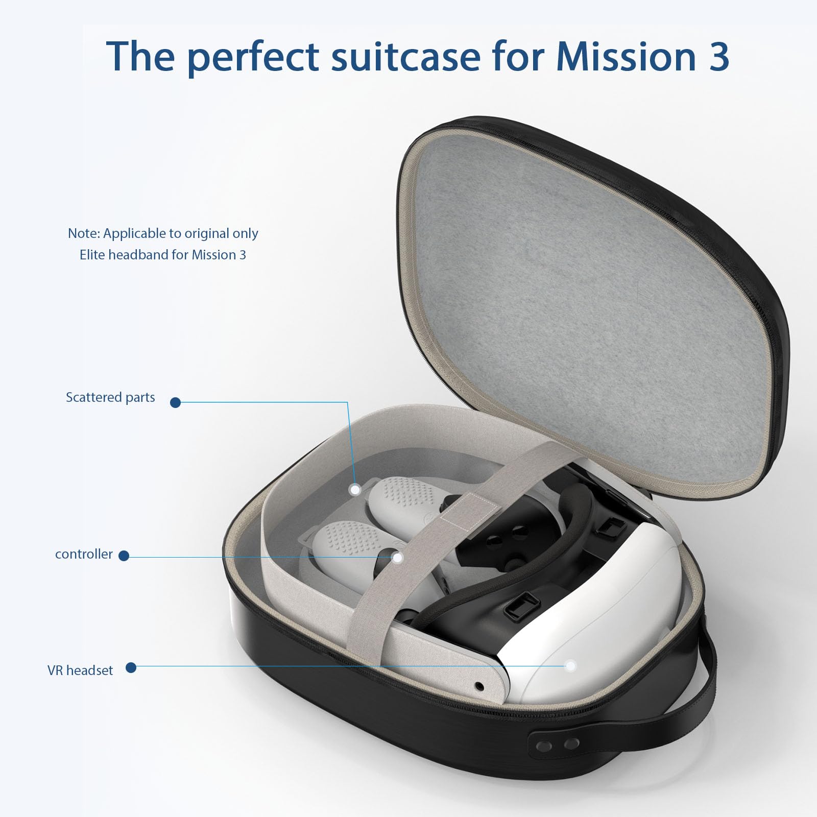 MTomato VR Carrying Case for Meta Quest 3 - Lightweight EVA Travel Storage Box with Controller Compartment | Protective Case for Oculus Quest 3 Headset & Accessories | Perfect for Gaming, Travel & VR Storage (Black)