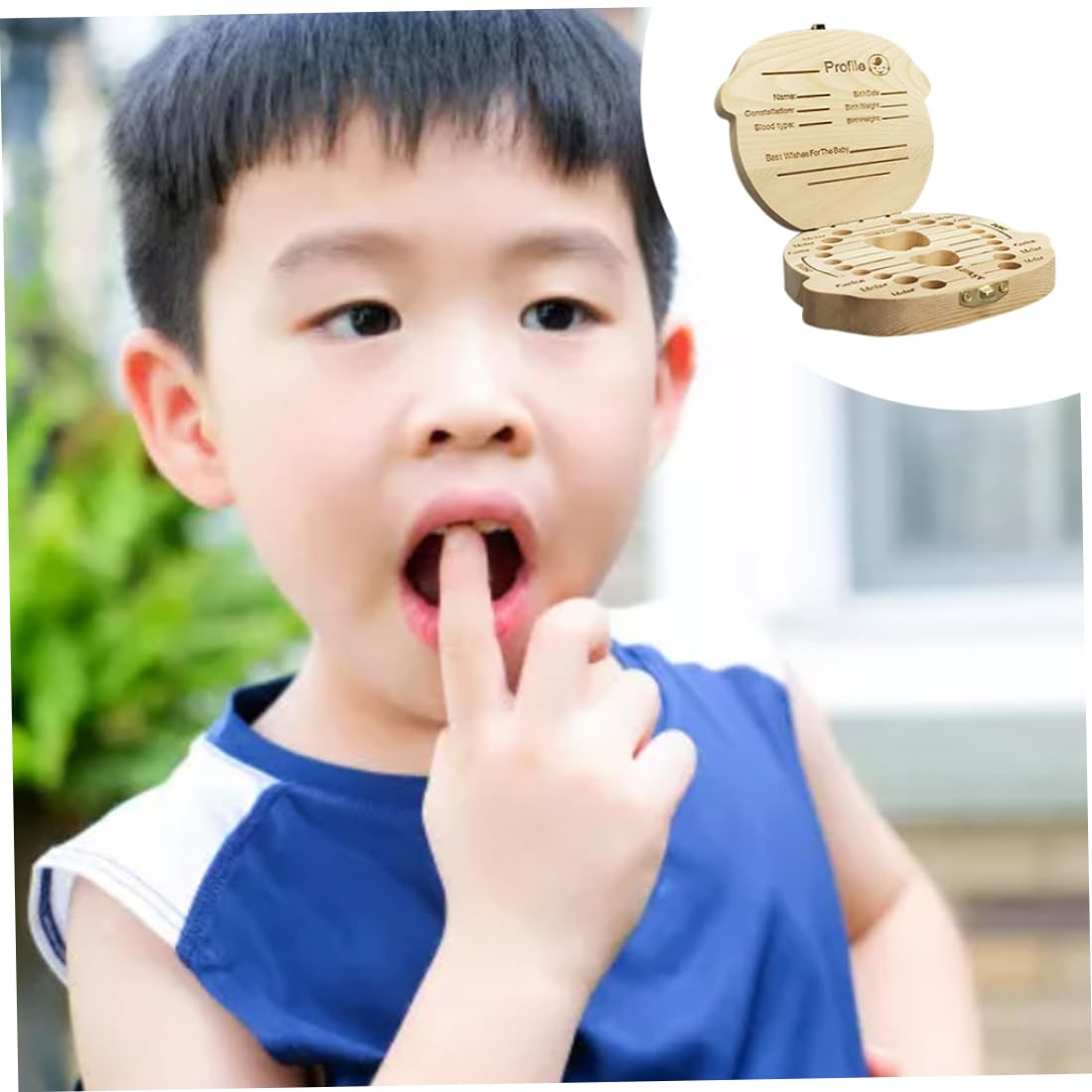 Baby Teeth Keepsake Box - French Wooden Tooth Storage Organizer for First Lost Teeth - Perfect for Memory Preservation & Nursery Decor