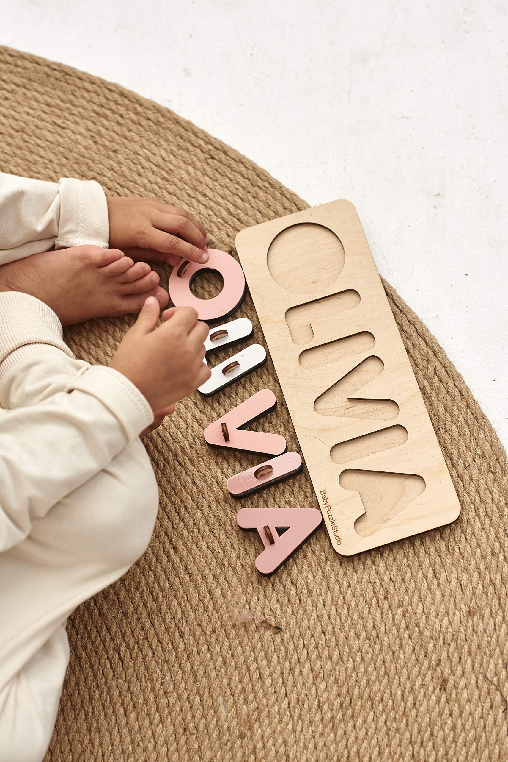 Personalized Baby Name Puzzle - Wooden Learning Toy for Toddlers 1st Birthday Gift | Montessori Busy Board for Nursery Decor (Girl & Boy) | Perfect for Early Education & Playroom Decorations