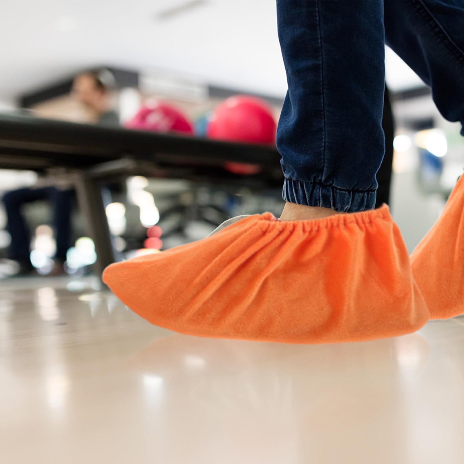 VANZACK Non-Slip Bowling Shoe Covers - 2 Pairs Shoe Protector Sliders for Men & Women (Orange) | Perfect for League Play & Bowling Alley Use